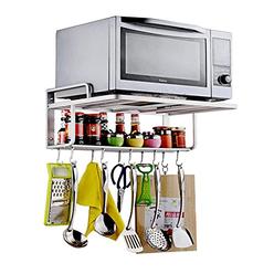 Nine to Nine Ninetonine Alumimum Microwave Oven Wall Mount Double Deck Shelf With Hooks