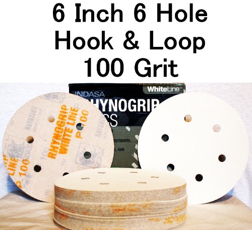 Indasa Rhynogrip 6 inch 6 Hole Hook & Loop Sanding Discs 50/box 100 Grit