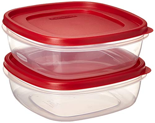 Rubbermaid 608866900580 7J71 Easy Find Lid Square 9-Cup Food Storage 2  Containers, 2, Red