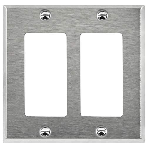 ENERLITES Decorator Switch or Receptacle Outlet Metal Wall Plate, Corrosion Resistant, Size 2-Gang 4.50" x 4.57", UL Listed,