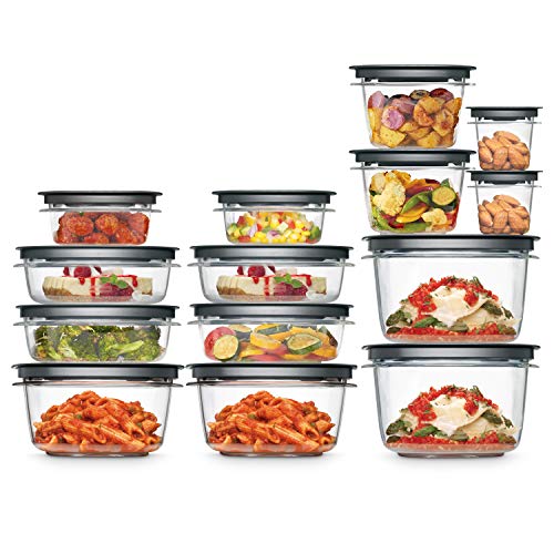 Rubbermaid Meal Prep Premier Food Storage Container, 28 Piece Set, Grey