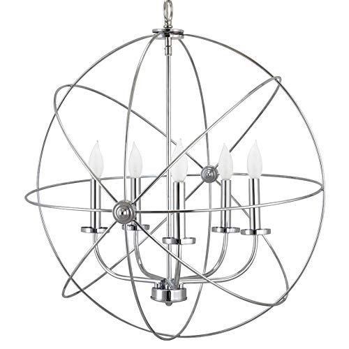 Kira Home Orbits II Large 24" 5-Light Modern Sphere/Orb Chandelier, Chrome Finish