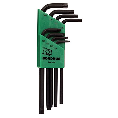 Bondhus 31834 Long Length Star-Tipped L-Wrenches, 8 Piece Set, sizes T9-T40