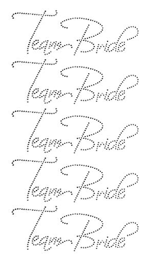 rococo designs TEAM BRIDE Bridesmaid Clear Rhinestone Iron-on Hotfix Transfer Bling DIY- Each 9x3.5"- Lot of 5!!!