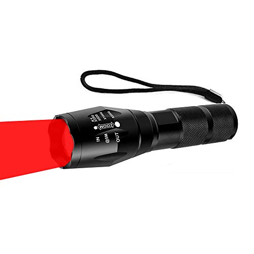 GaiGaiMall Tactical Red LED Flashlight Single Mode Hunting Handheld Flashlight with Zoomable and Waterproof for Astronomy Night