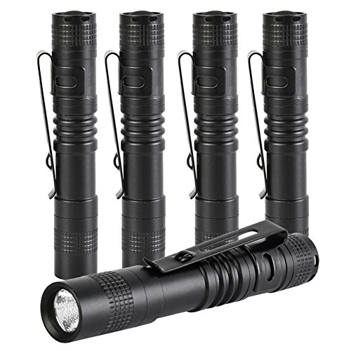 Cussity 5 Pcs LED Medical Penlight, Q5 Small Waterproof Penlight Flashlight 400 Lumen Tactical Torch with Clip for Nurse