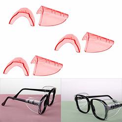 Hubs Gadget Hubâ€™s Gadget 3 Pairs Safety Eye Glasses Side Shields, Slip On Clear Side Shield for Safety Glasses - Red, Fits Medium to