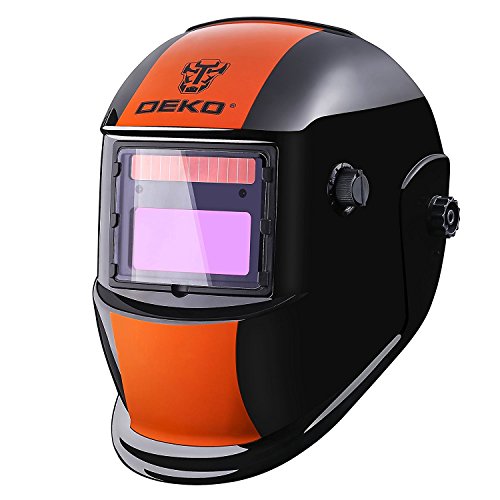 DEKOPRO Welding Helmet Solar Powered Auto Darkening Hood with Adjustable Shade Range 4/9-13 for Mig Tig Arc Welder Orange