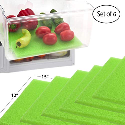Dualplex Fruit & Veggie Life Extender Liner for Fridge Refrigerator Drawers, 12 x 15 Inches (6 Pack) â€“ Extends The Life of