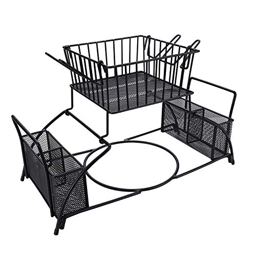 2 Tier Buffet Caddy Utensils Organizer with Mug Holder for Plates, Utensils, Napkins