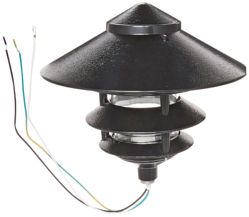 RAB Lighting LL23B Incandescent 4 Tier Lawn Light with 10" Top, A-19 Type, 100W Power, 1650 Lumens, 120VAC, Black