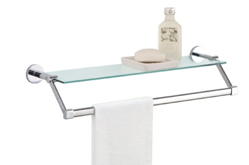Organize It All Bathroom Glass Shelf with Chrome Towel Bar