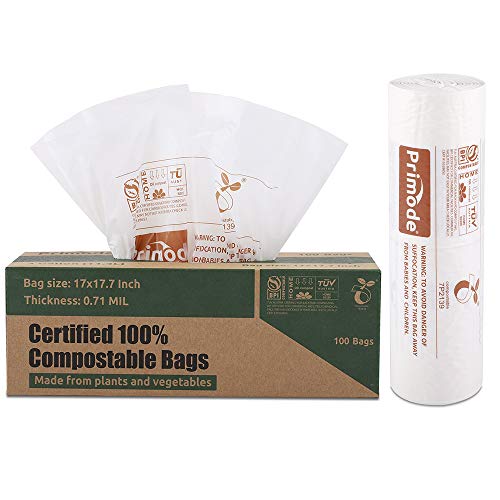 1WQ36WJ Primode 100% Compostable Bags, Gallon Food Scraps Yard