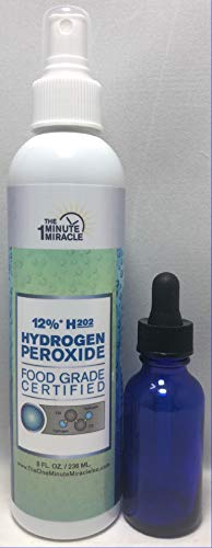 The One Minute Miracle Miracle 12% Hydrogen Peroxide Food Grade 8 oz SPRAY Bottle With 1 Dropper - Recommended By The One Minute Cure Book