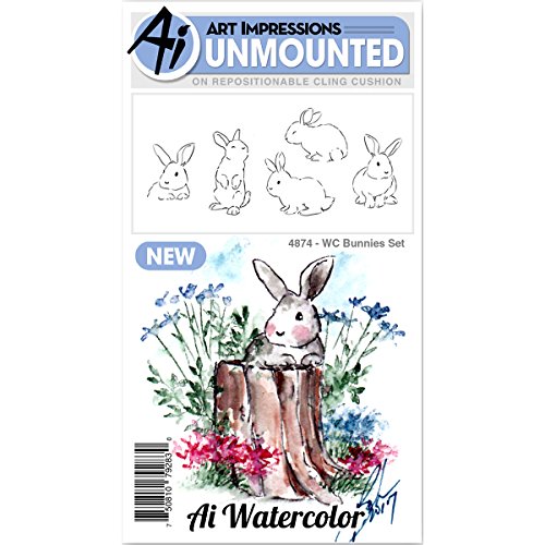 Art Impressions Watercolor Cling Rubber Stamp Bunnies