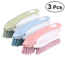 HEALIFTY 3Pcs Scrub Brush with Handle Multipurpose Nylon Bristles Scrub Brush Laundry Cleaning Brush Clothes Washing
