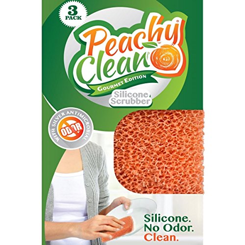 Peachy Clean Silver Infused Gourmet Silicone Dish Scrubber (Qty 3) - Peach Fragrance