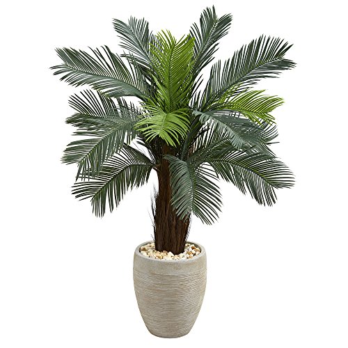 Nearly Natural Cycas Artificial Tree in Oval Planter, 4.5'
