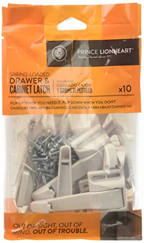 Prince Lionheart Spring Loaded Drawer and Cabinet Latch, 10 Count