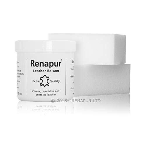 Renapur Ltd Renapur Leather Balsam 6.7 Fl.oz Plus 2 x Application Sponges - Natural Conditioner and Restorer. Suitable for All Smooth and