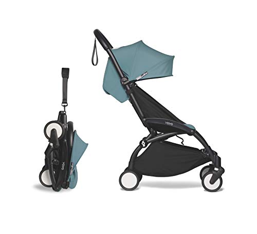 Babyzen YOYO2 Stroller - Black Frame with Aqua Seat & Canopy