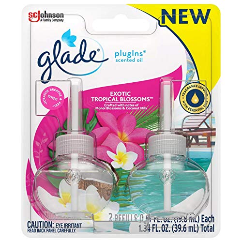 Glade PlugIns Scented Oil Air Freshener Refill - Limited Edition | Exotic Tropical Blossoms Scent - 2 Count Oil Refills Per