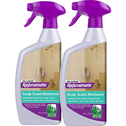 Rejuvenate Scrub Free Soap Scum Remover Shower Glass Door Cleaner Works on Ceramic Tile, Chrome, Plastic and More (2 Bottles