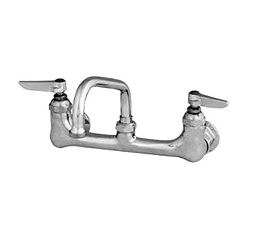 T&S Brass B-0232-BST Double Pantry Faucet, Wall Mount, 8" Centers, 6" Swing Nozzle(059X), Built in Stops