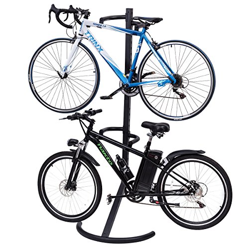 GJH One Freestanding Gravity Bike Storage Rack Stand Two Bicycles Holds Display Garage Hanger