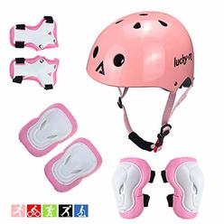 Lucky-M Lucky Kids Protective Gear Set Boys Girls Adjustable Size Helmet with Knee Pads Elbow Pads Wrist Guards for Skateboard