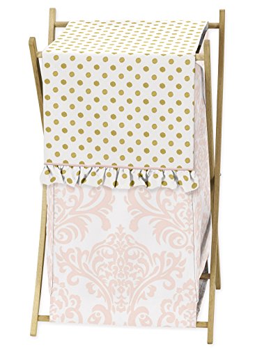 Sweet Jojo Designs Baby/Kids Clothes Laundry Hamper for Blush Pink White Damask and Gold Polka Dot Amelia Girls Bedding Set