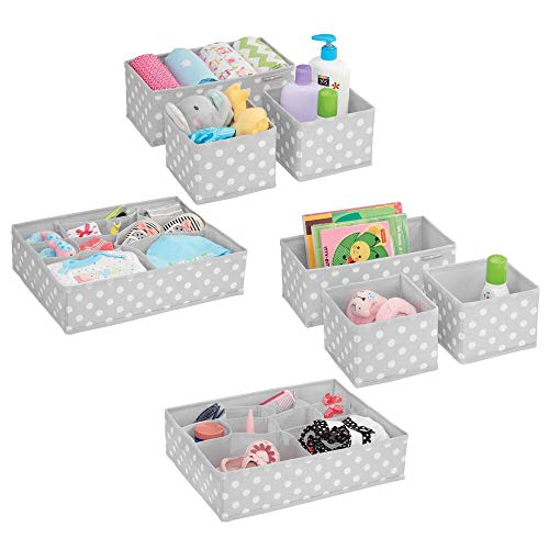 mDesign Soft Fabric Dresser Drawer and Closet Storage Organizer Set for Child/Kids Room, Nursery - Includes Large and Small