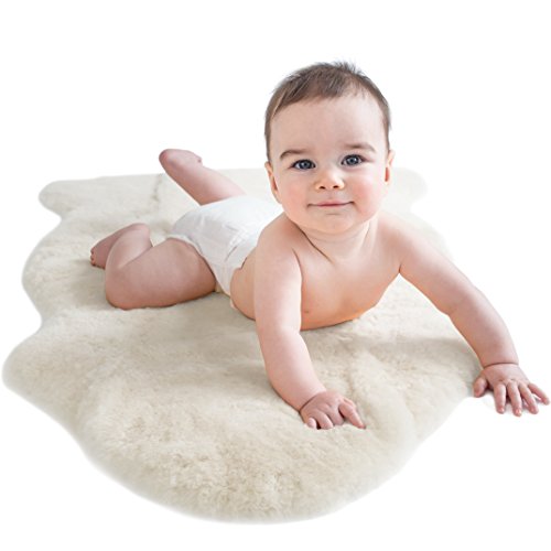 Woolino Naptime & Play Rug for Babies, 100% Natural Australian Lambskin, Hypoallergenic Sheepskin, 2 x 3 Feet, Ivory