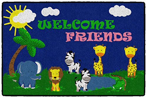 Flagship Carpets Cutie Animal Welcome Mat Area Rug for Kids and Baby Play Room or Classroom, 2'x3', Rectangle, Multi