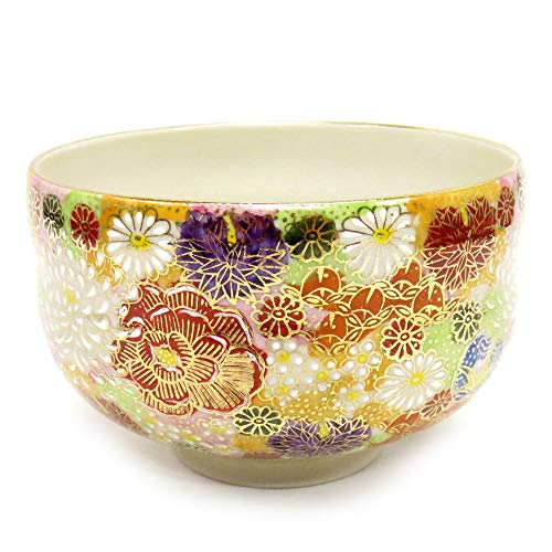 Kutani Japanese Matcha Bowl Gold Flower Kutani Yaki(ware)