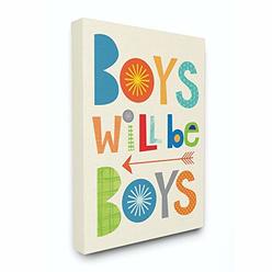 Stupell Industries Stupell Home DÃ©cor Boys Will Be Boys Multi-Color with Arrow Stretched Canvas Wall Art, 16 x 1.5 x 20, Proudly Made in USA