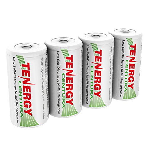 Tenergy Centura NiMH Rechargeable C Batteries, 4000mAh C Battery, Low Self Discharge C Cell Battery, Pre-charged C Size