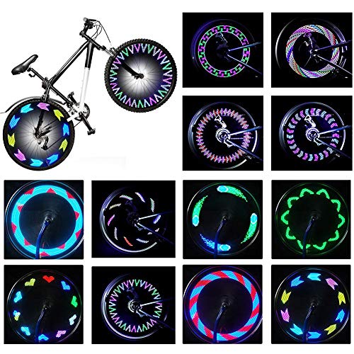 Rottay Bike Wheel Lights, Bicycle Wheel Lights Waterproof RGB Ultra Bright Spoke Lights 14-LED 30pcs Changes Patterns -Safety