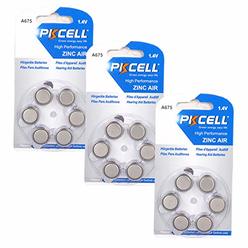 PKCELL Size 675 Hearing Aid Battery ZA675 A675 PR44 Count 18Pcs