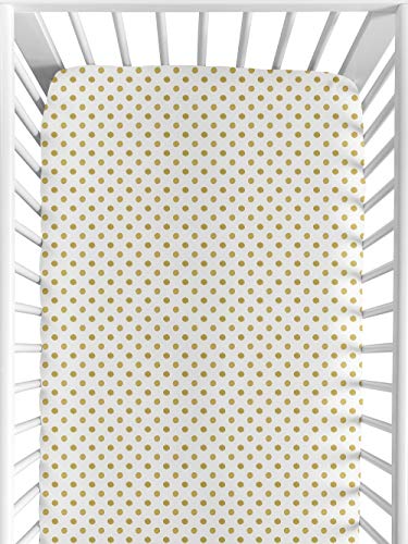 Sweet Jojo Designs Fitted Crib Sheet for Amelia Baby/Toddler Bedding by Sweet Jojo Designs - Gold and White Polka Dot