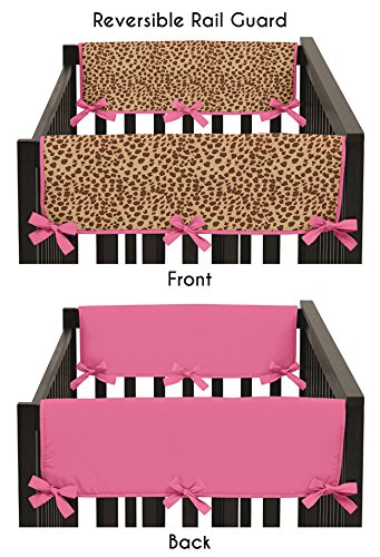 Sweet Jojo Designs Cheetah Girl Pink and Brown Teething Protector Cover Wrap Baby Girl Crib Side Rail Guards - Set of 2