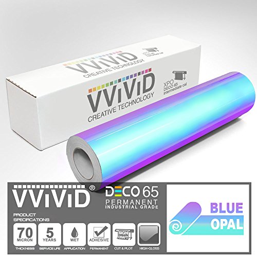 VViViD DECO65 High Gloss Unicorn Blue-to-Purple Opal Holographic Adhesive Craft Vinyl Roll for Die-Cutter and Plotting
