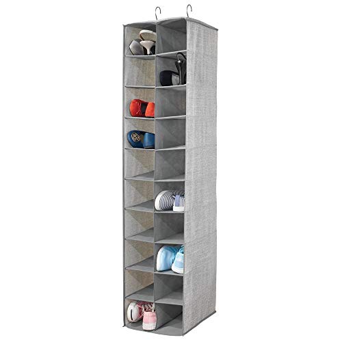 mDesign Soft Fabric Closet Organizer - Holds Shoes, Handbags, Clutches, Accessories - Large, 20 Shelf Over Rod Hanging