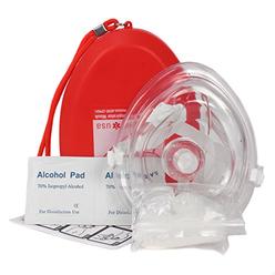 Ever Ready First Aid CPR Rescue Mask, Adult/Child Pocket Resuscitator, Hard Case with Wrist Strap + Gloves and Wipes