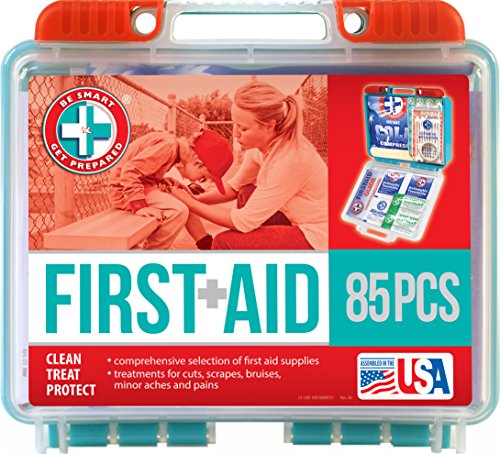 Be Smart Get Prepared 85 Piece First Aid Kit In Durable Plastic Case, Compact, 0.69 Pound