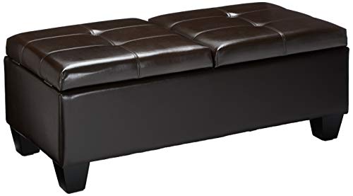 Christopher Knight Home Merrill Double Opening Leather Storage Ottoman, Chocolate Brown