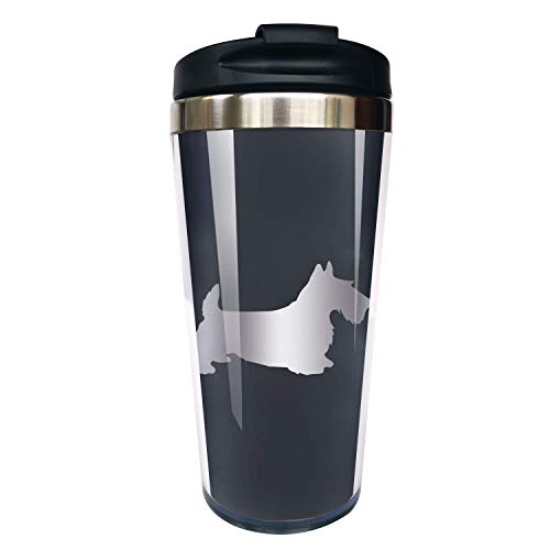 Hasdon-Hill Funny Travel Mugs For Women Men Dad Mom Scottie Dog Platinum Style Coffee Mug Tea Cup Stainless Steel Mug For