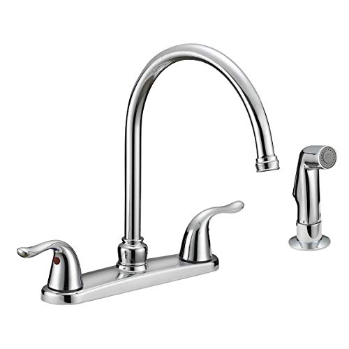 EZ-FLO 10201 2-Handle Kitchen Faucet with Pull-Out Side Sprayer, Chrome, 4-Hole Installation