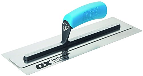 Ox Tools OX Pro Ultra Flex Finishing Trowel - Stainless Steel Concrete Finishing Hand Tool - Plaster Finishing Trowel with Soft Grip