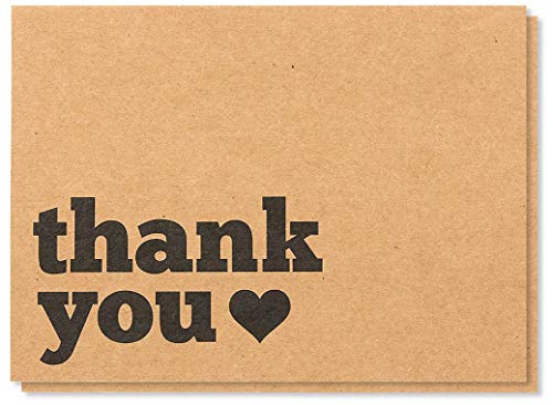 Best Paper Greetings 120-Pack Kraft Thank You Cards with Envelopes, Rustic Thank You Notes Box Set for Wedding, Business, Baby Shower, 5 x